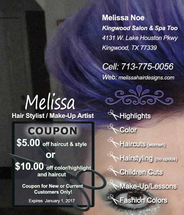 Kingwood Hair Stylist, Kingwood Hair Salon, Makeup Artist, Melissa
